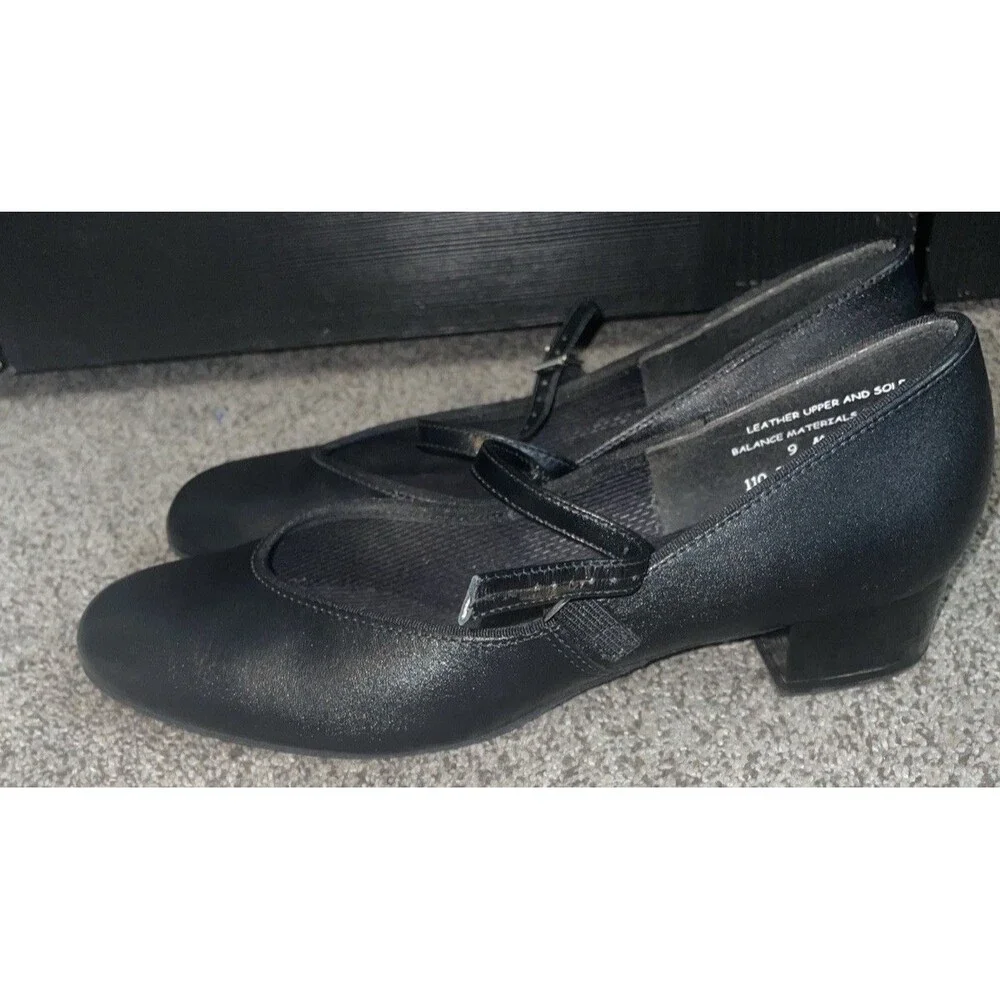 OrganMaster Mary Jane Black Leather Organ Shoes Womens 9 M Low Heel Buckle